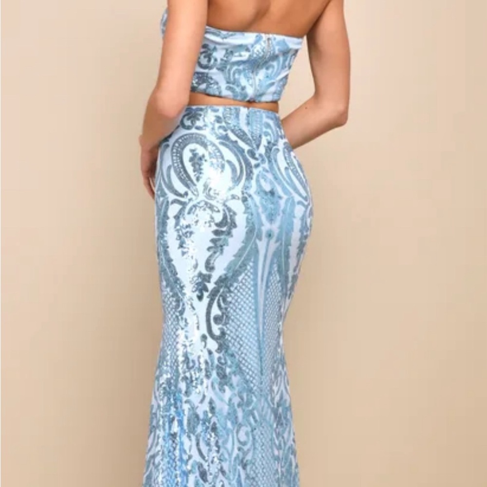 Two Piece Sequence Light Blue Set - image 2